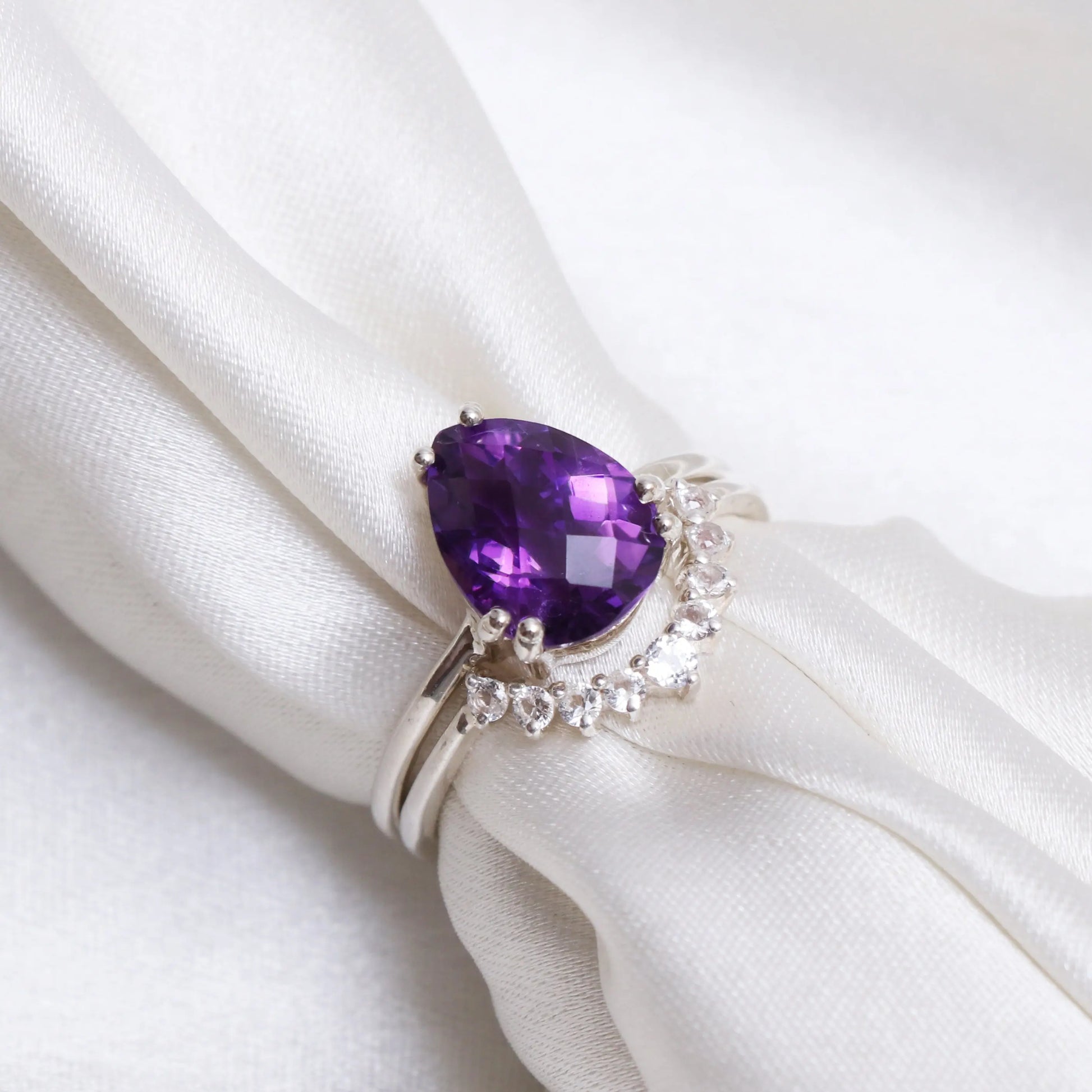 Design Amethyst Solitaire Ring, Amethyst Birthstone Ring-712 PILWALS