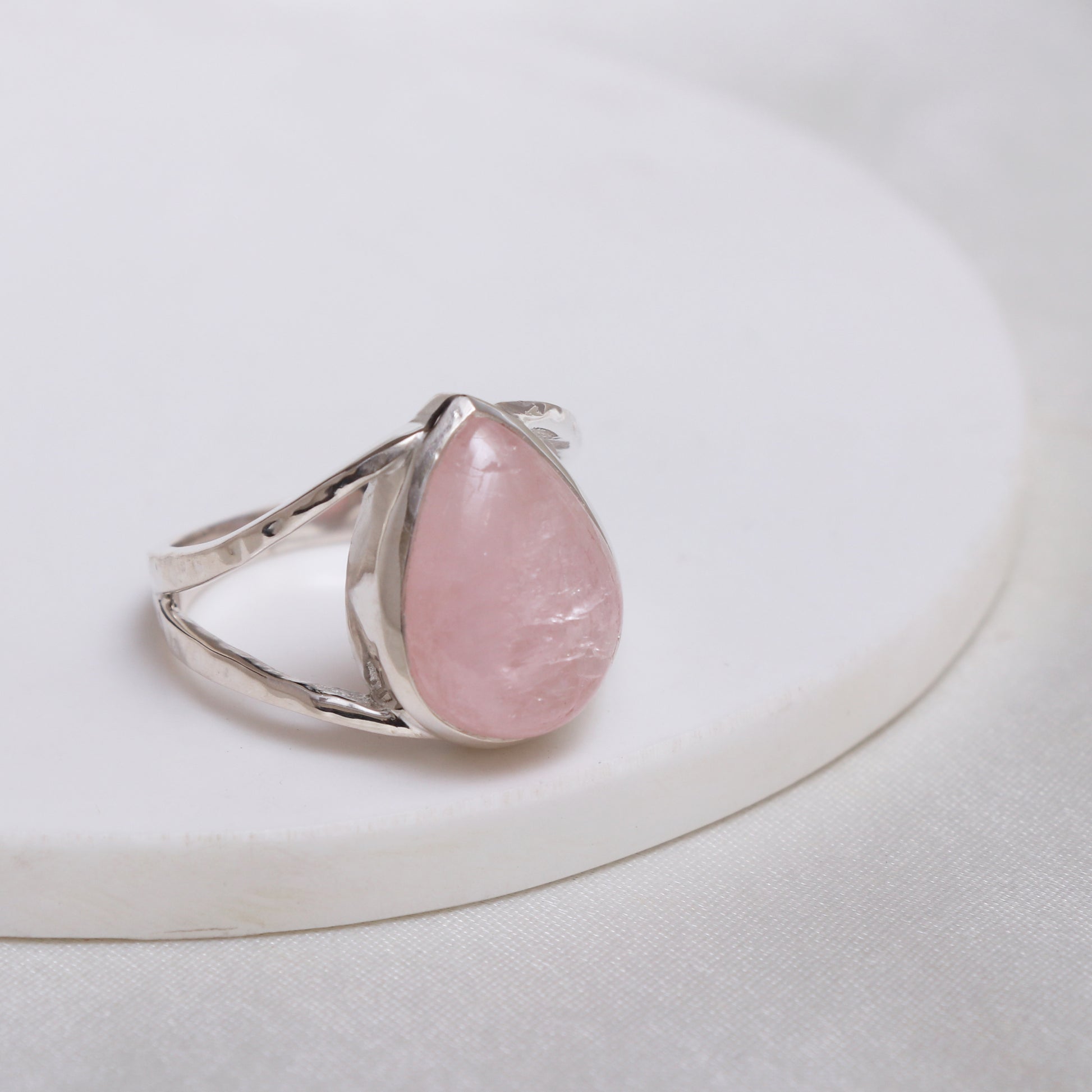 Natural Rose Quartz Ring-925 Sterling Silver Ring-Birthstone Ring-1020 PILWALS