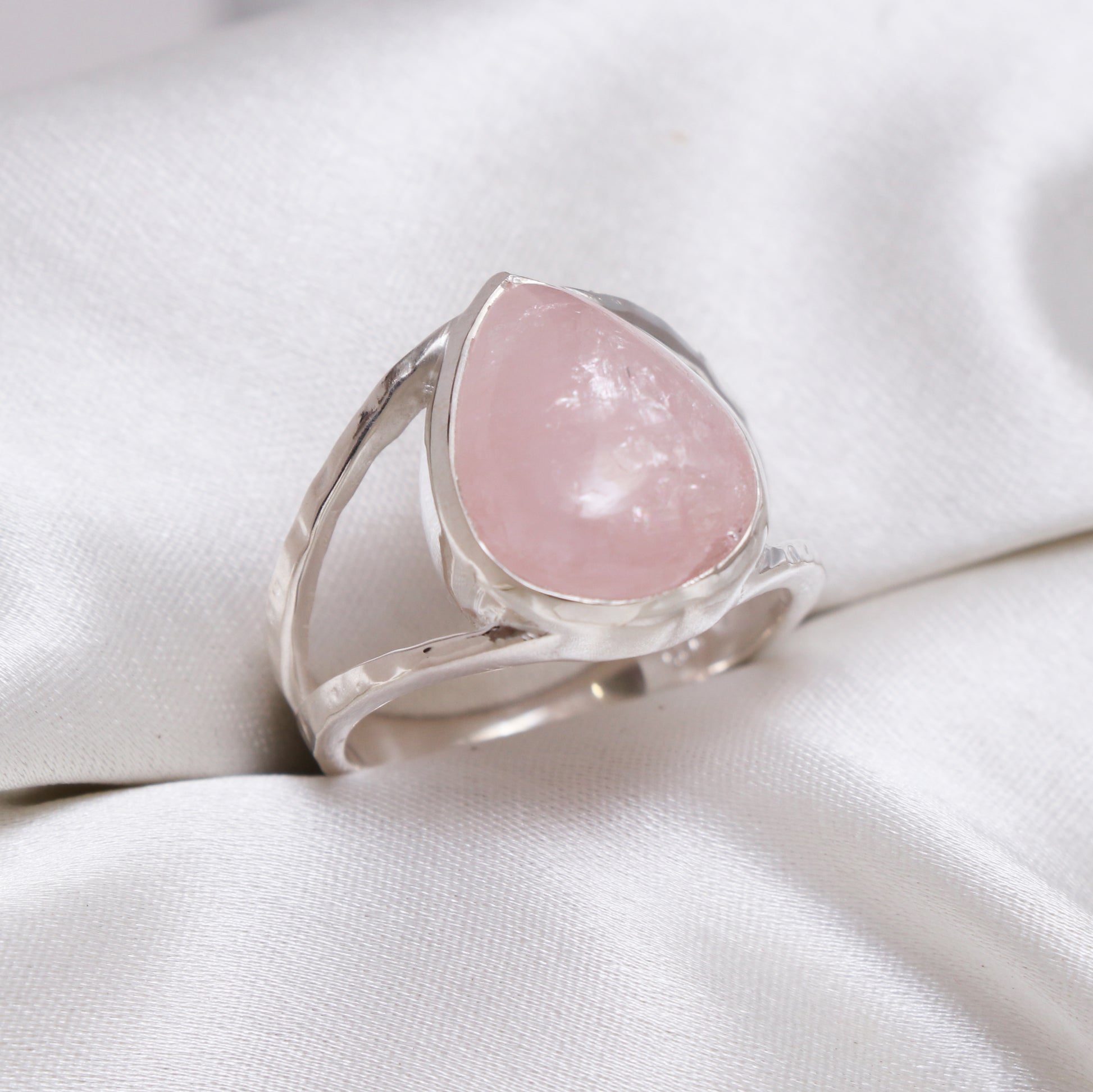 Natural Rose Quartz Ring-925 Sterling Silver Ring-Birthstone Ring-1020 PILWALS