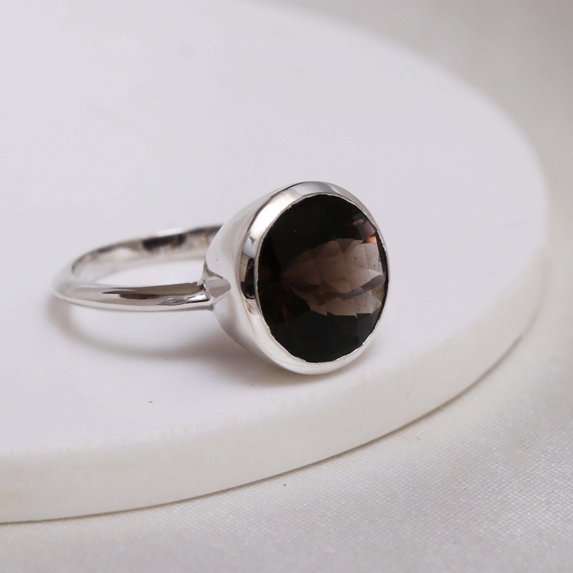 Delicate Smoky Quartz Ring-Sterling Silver Ring-738 PILWALS