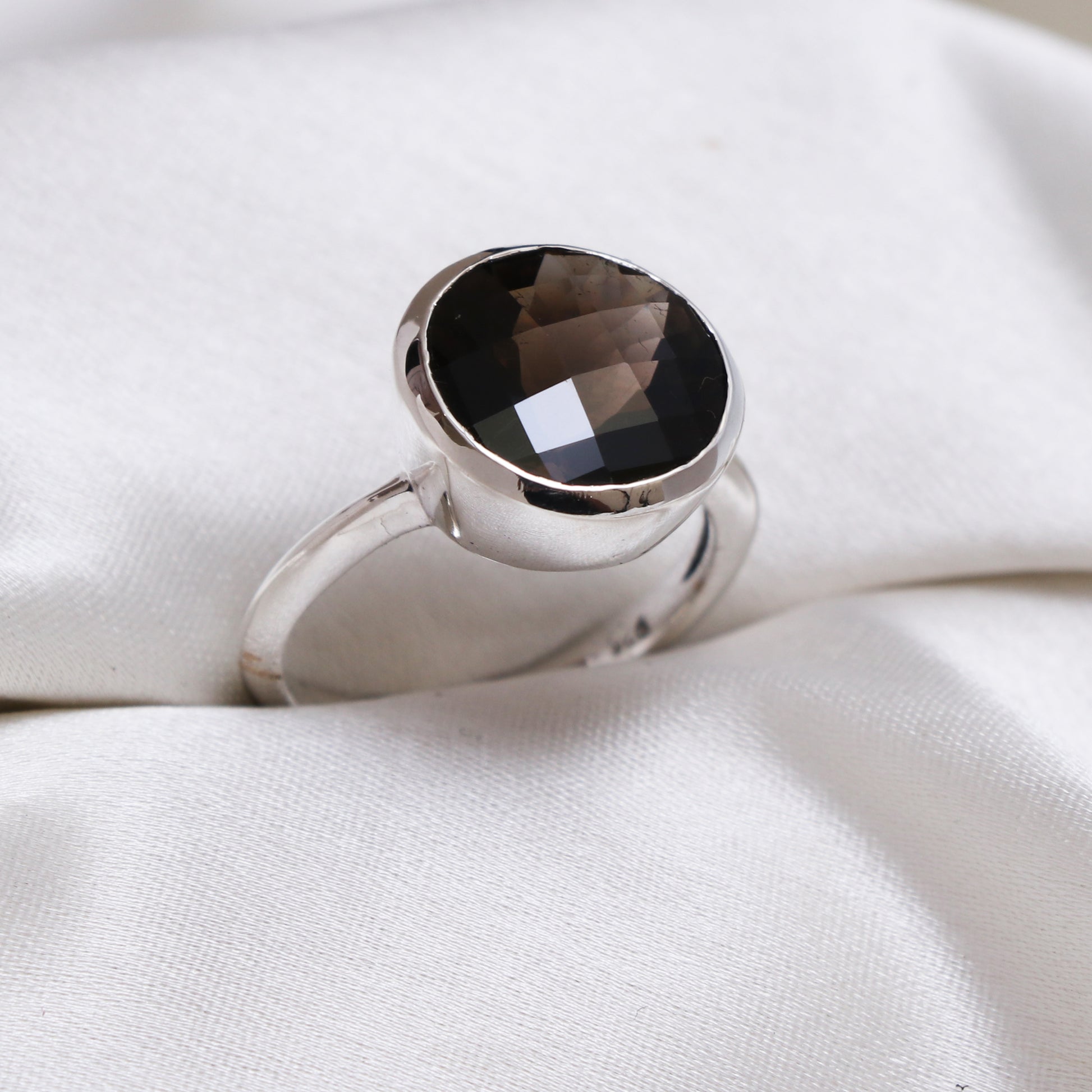 Delicate Smoky Quartz Ring-Sterling Silver Ring-738 PILWALS