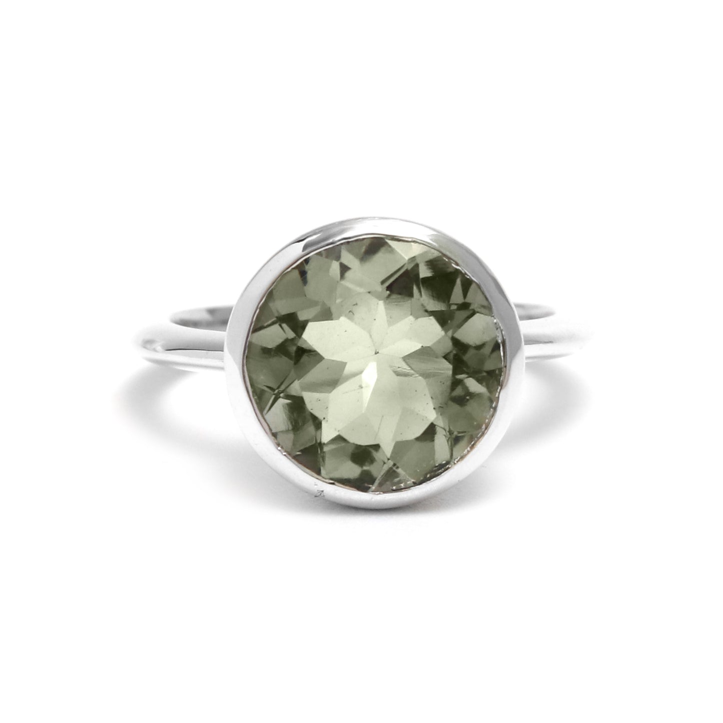 Natural Green Amethyst Ring, Vintage Ring-Round Amethyst Handmade Ring-738 PILWALS