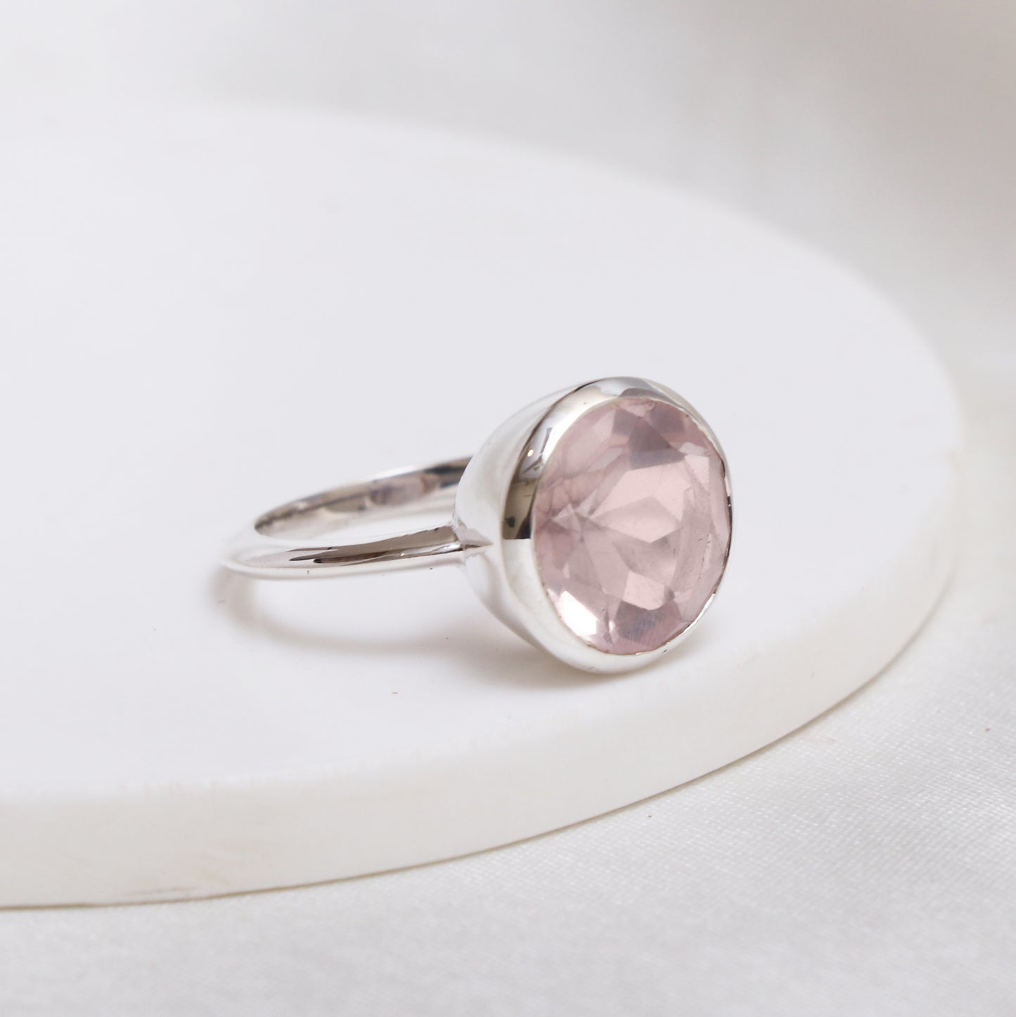 Natural Rose Quartz Ring-Pink Quartz Handmade Ring-738 PILWALS