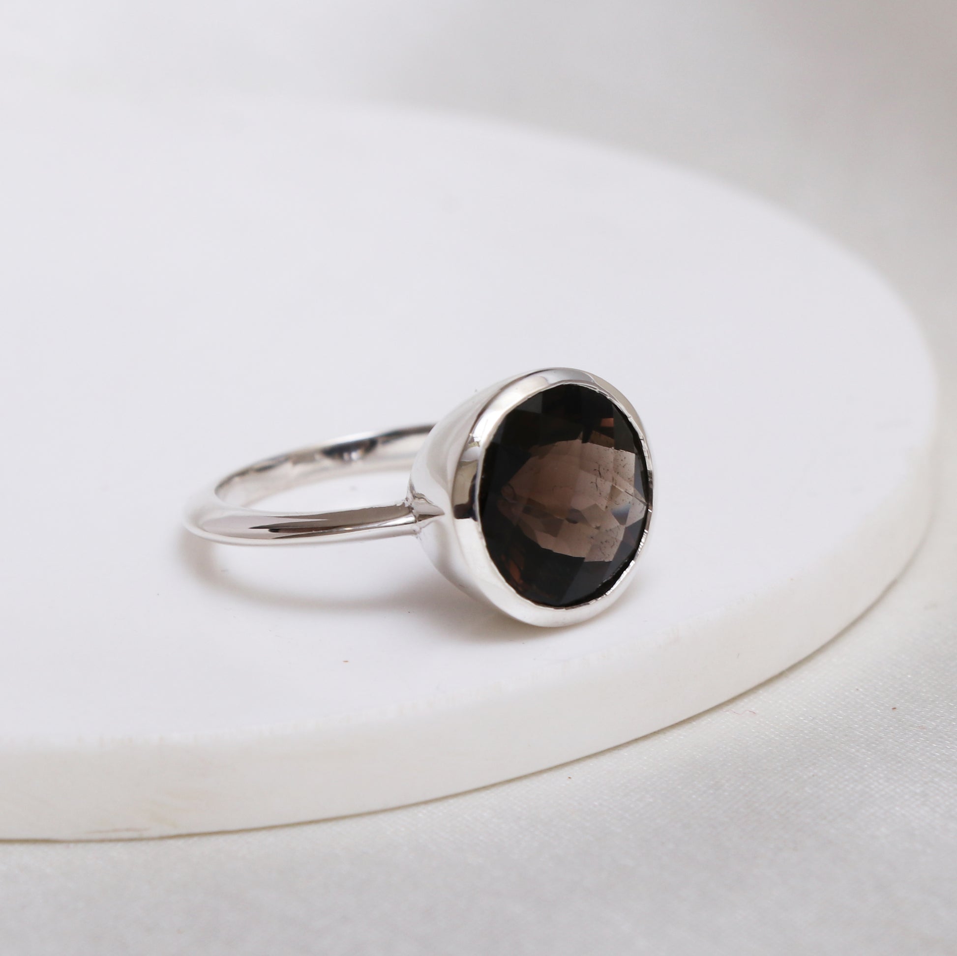 Delicate Smoky Quartz Ring-Sterling Silver Ring-738 PILWALS