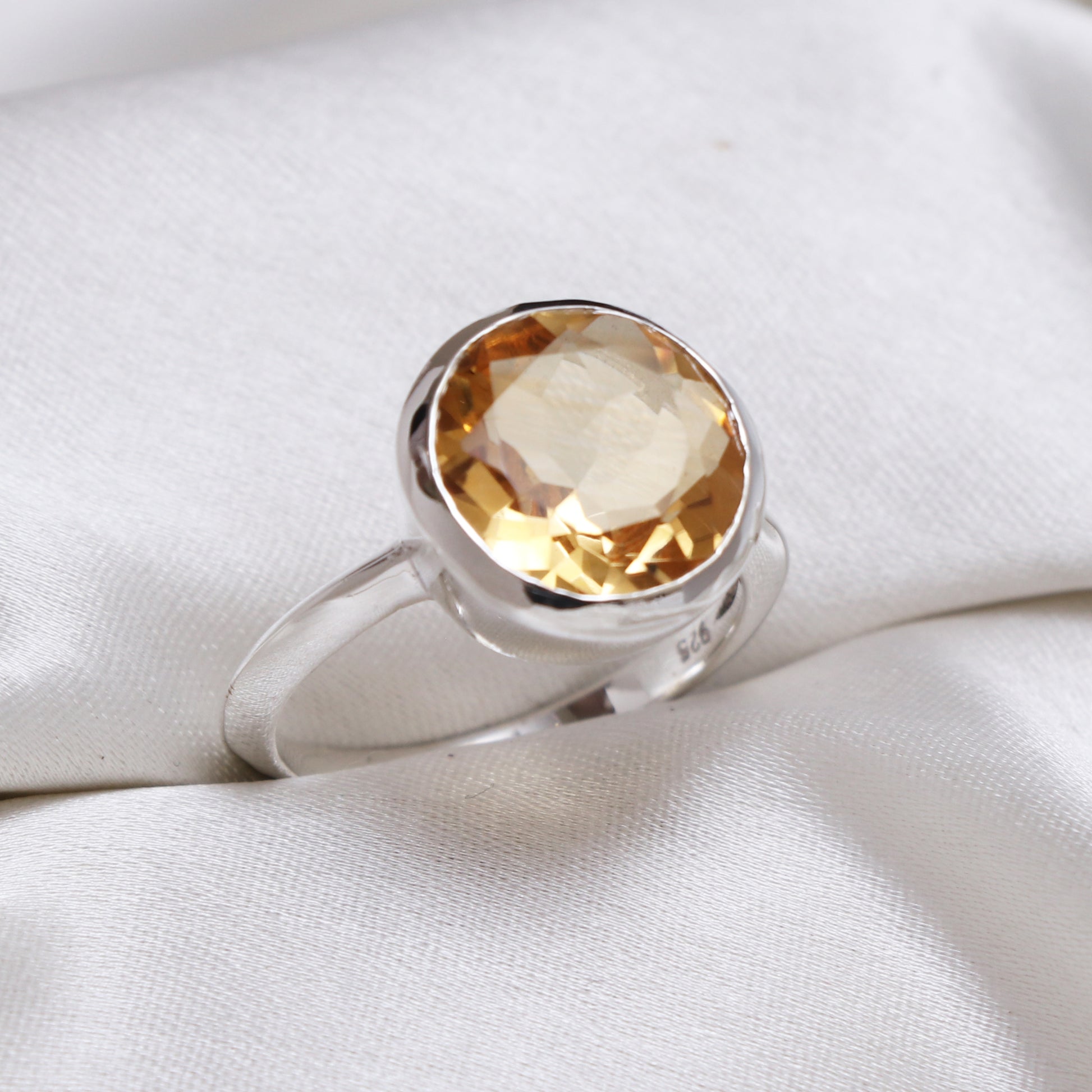 Natural Citrine Ring-November Birthstone Ring-Citrine Cocktail Ring-738 PILWALS