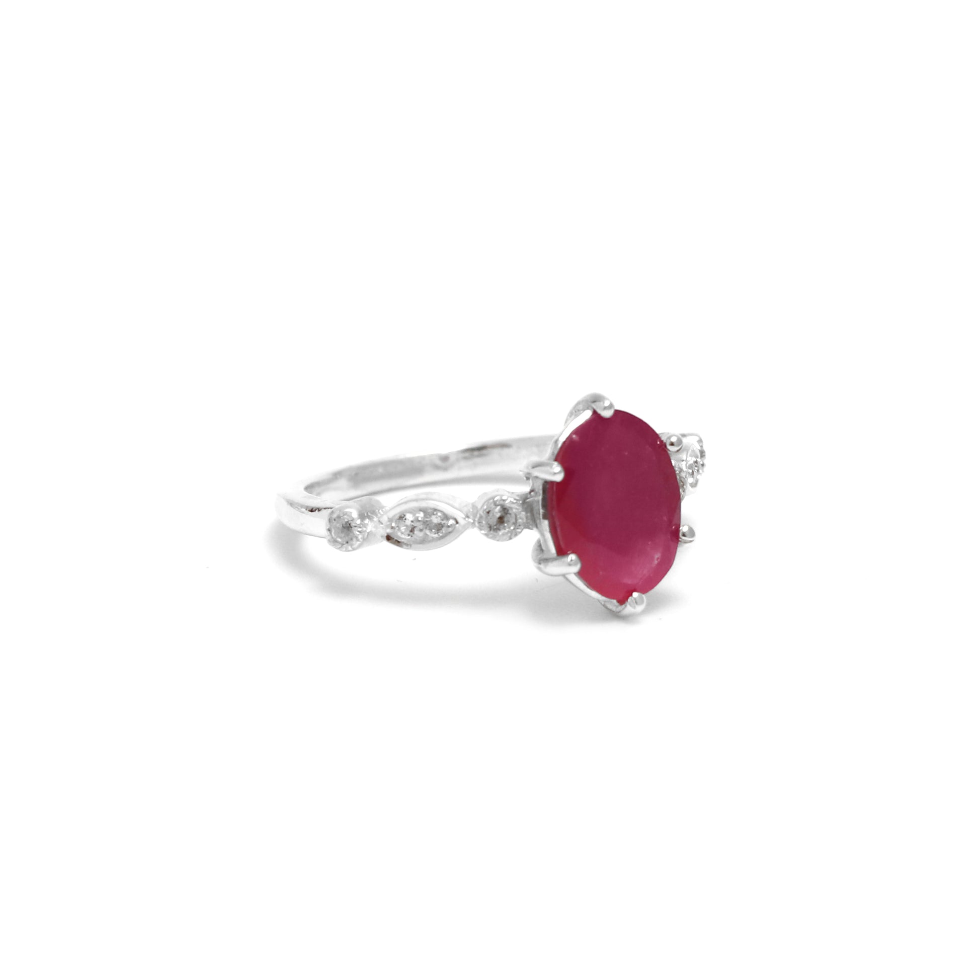 Dainty Ruby Rings for Women, Minimalist Ring, 925 Sterling Silver Ring-730 PILWALS