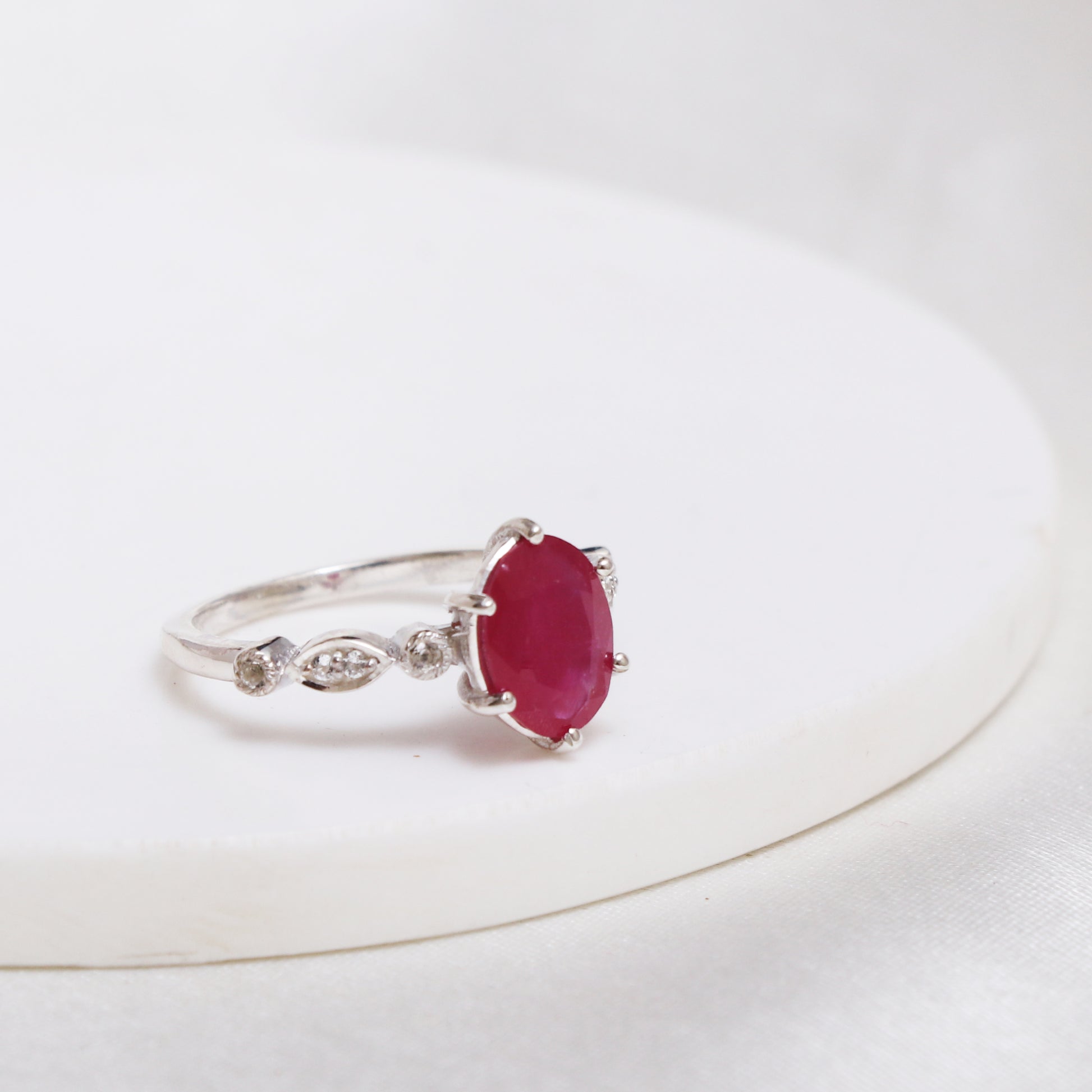 Dainty Ruby Rings for Women, Minimalist Ring, 925 Sterling Silver Ring-730 PILWALS