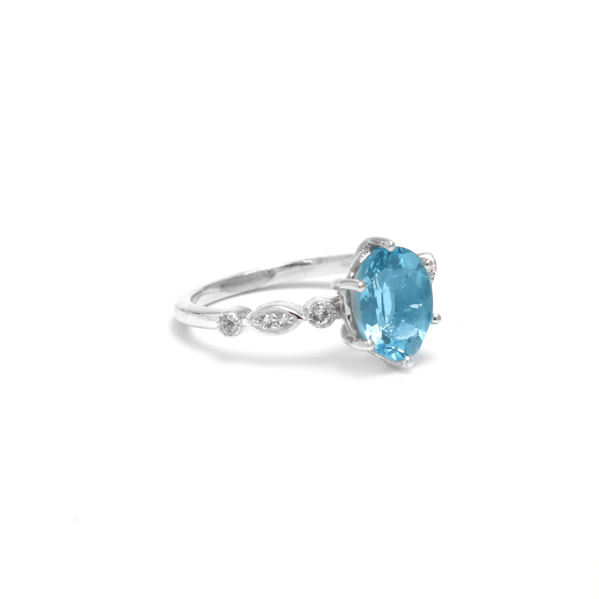 London Blue Topaz Ring for women, Blue Topaz Dainty Ring-730 PILWALS