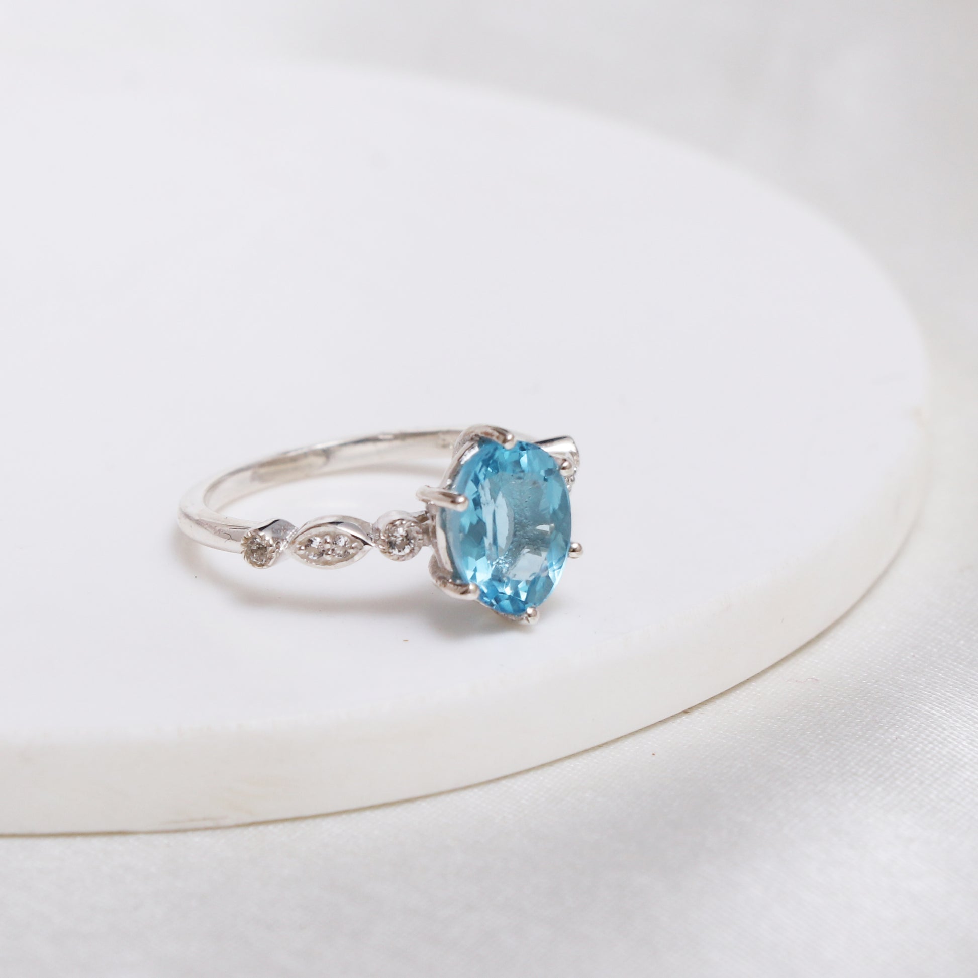 London Blue Topaz Ring for women, Blue Topaz Dainty Ring-730 PILWALS