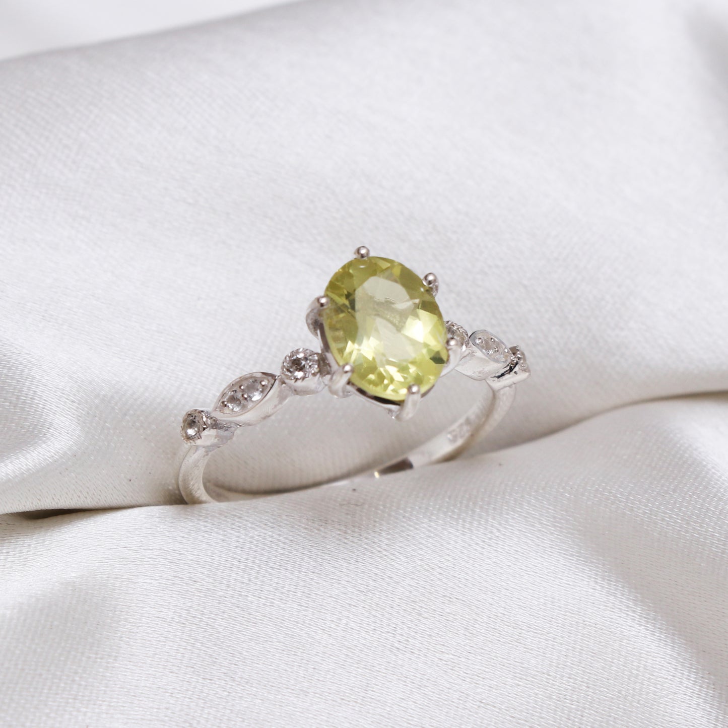 925 Sterling Silver Natural Lemon Quartz Gemstone Ring-730 PILWALS