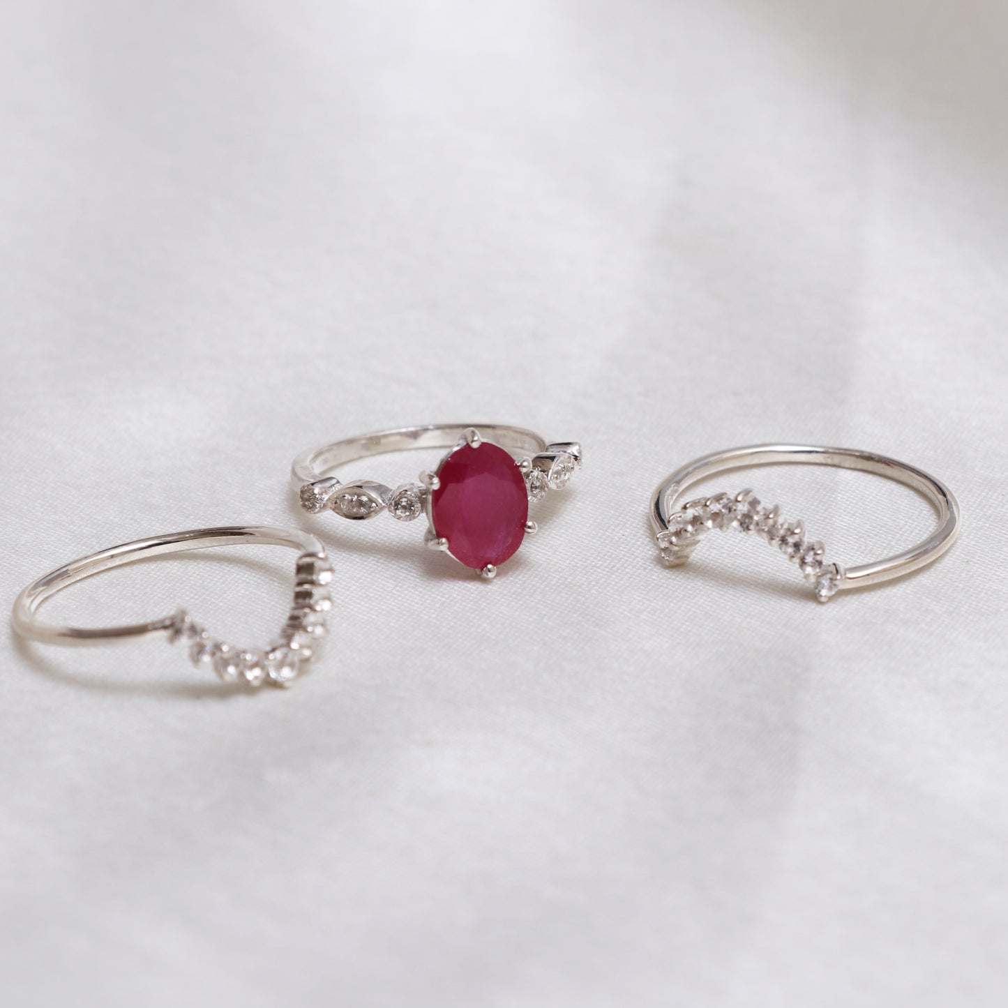 Dainty Ruby Rings for Women, Minimalist Ring, 925 Sterling Silver Ring-730 PILWALS