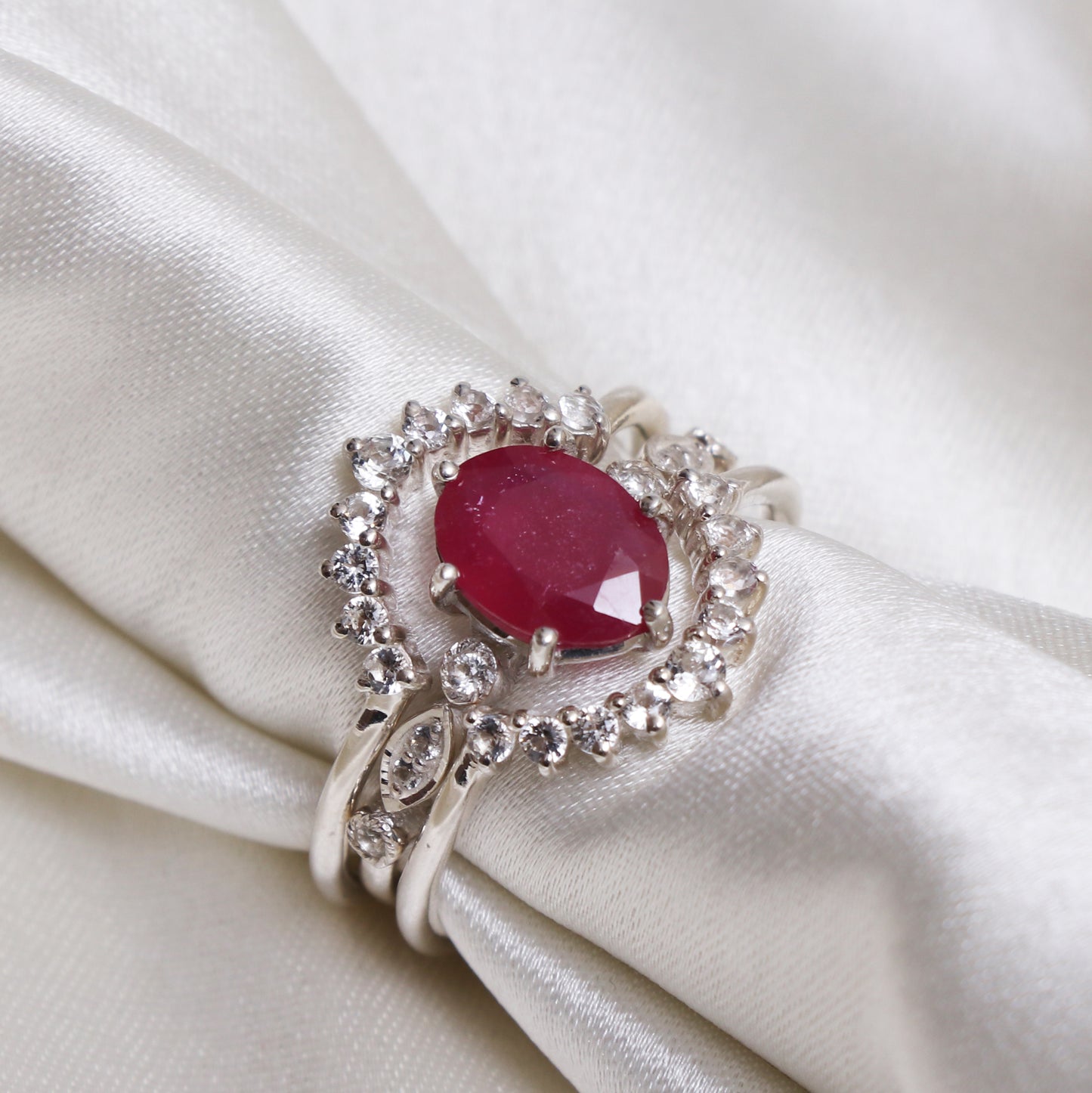 Dainty Ruby Rings for Women, Minimalist Ring, 925 Sterling Silver Ring-730 PILWALS