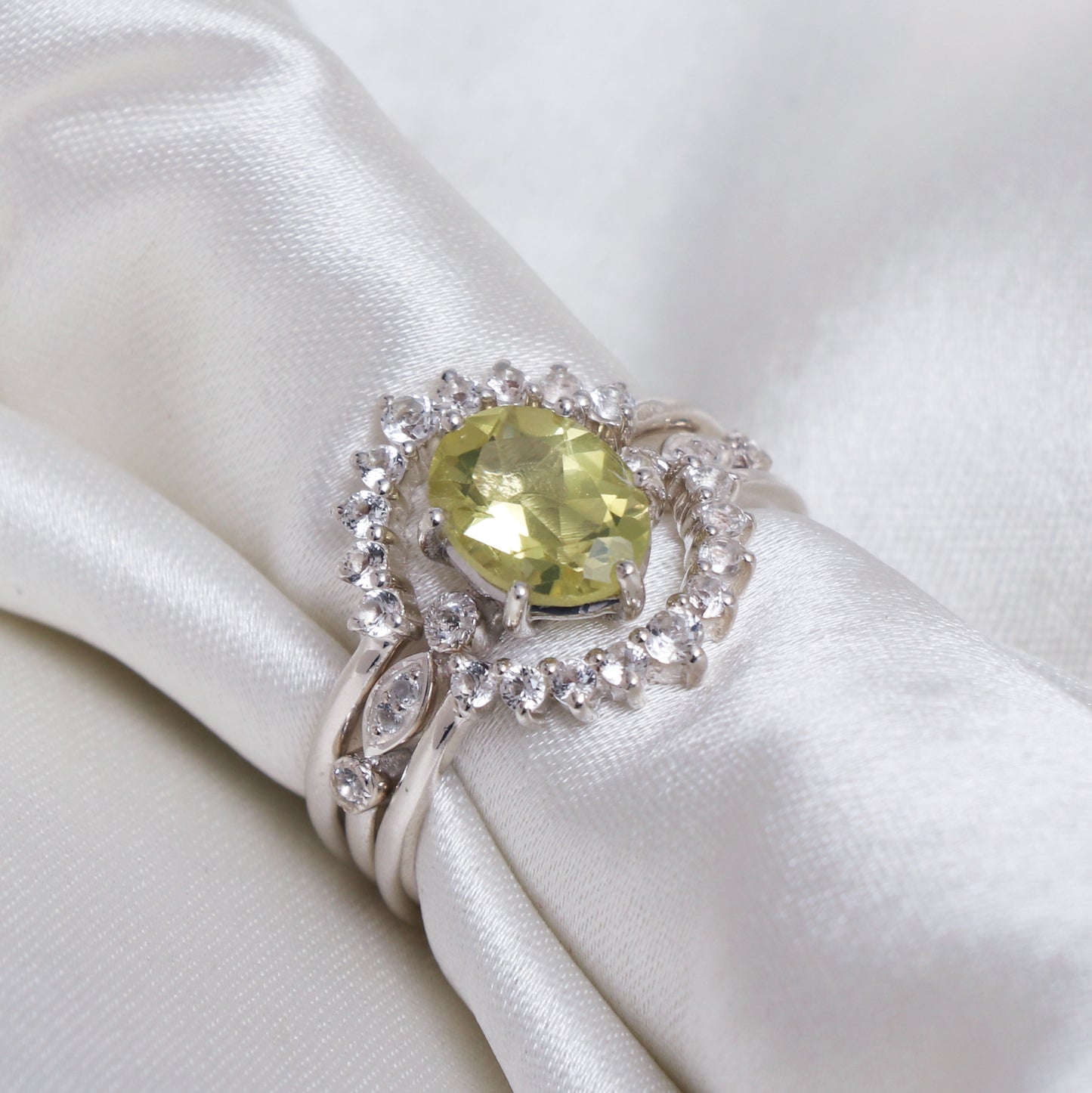 925 Sterling Silver Natural Lemon Quartz Gemstone Ring-730 PILWALS