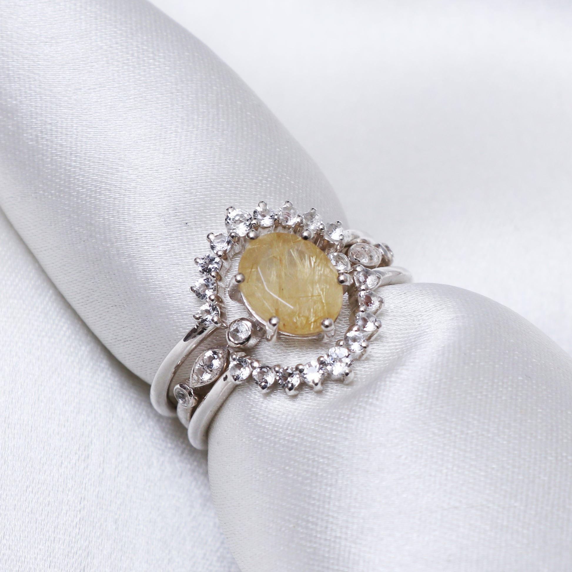 Amazing Rutile Quartz Silver Ring, Gorgeous Golden Rutile Gemstone Ring-730 PILWALS