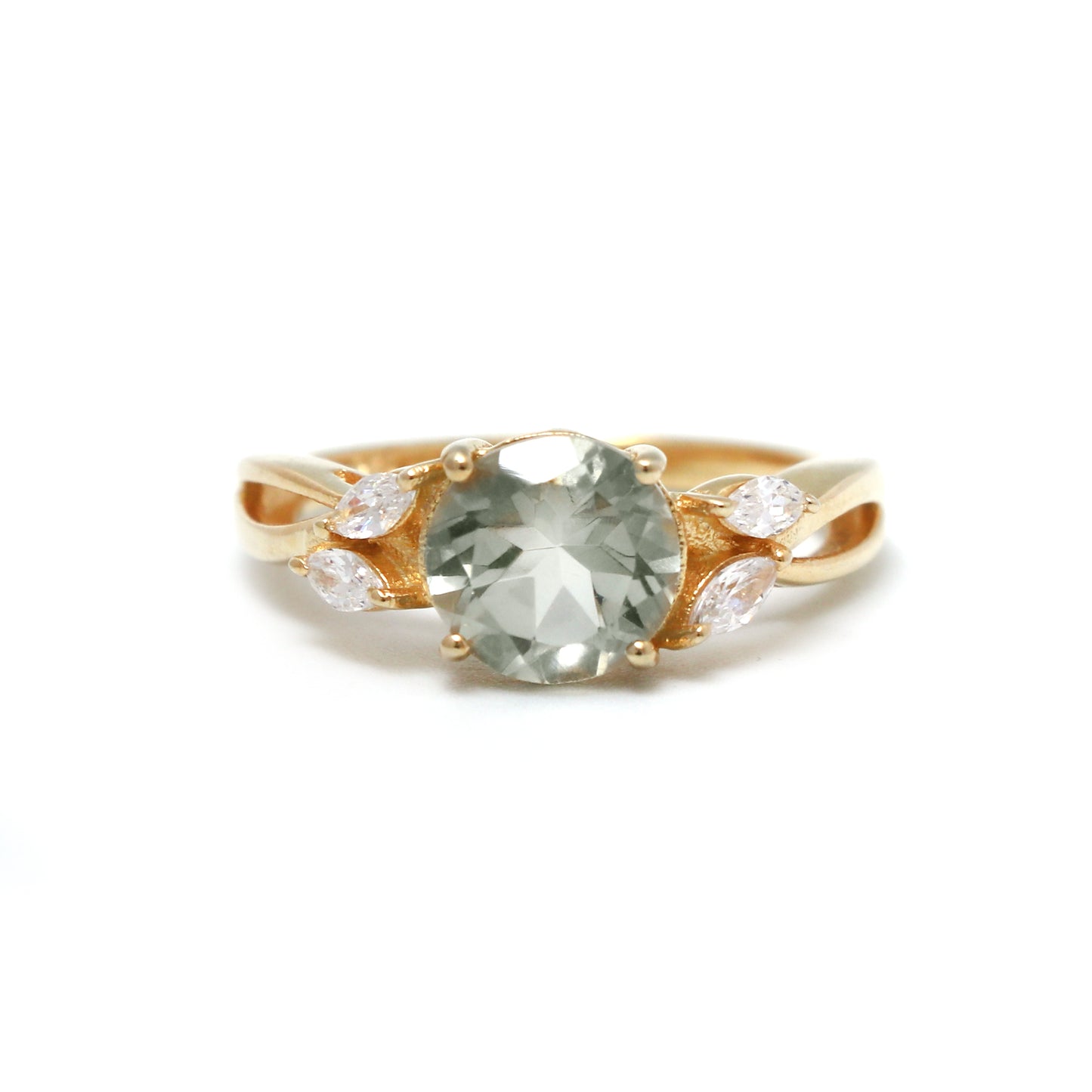 Stunning Prasiolite Engagement Ring-Natural Green Amethyst Ring-631 PILWALS