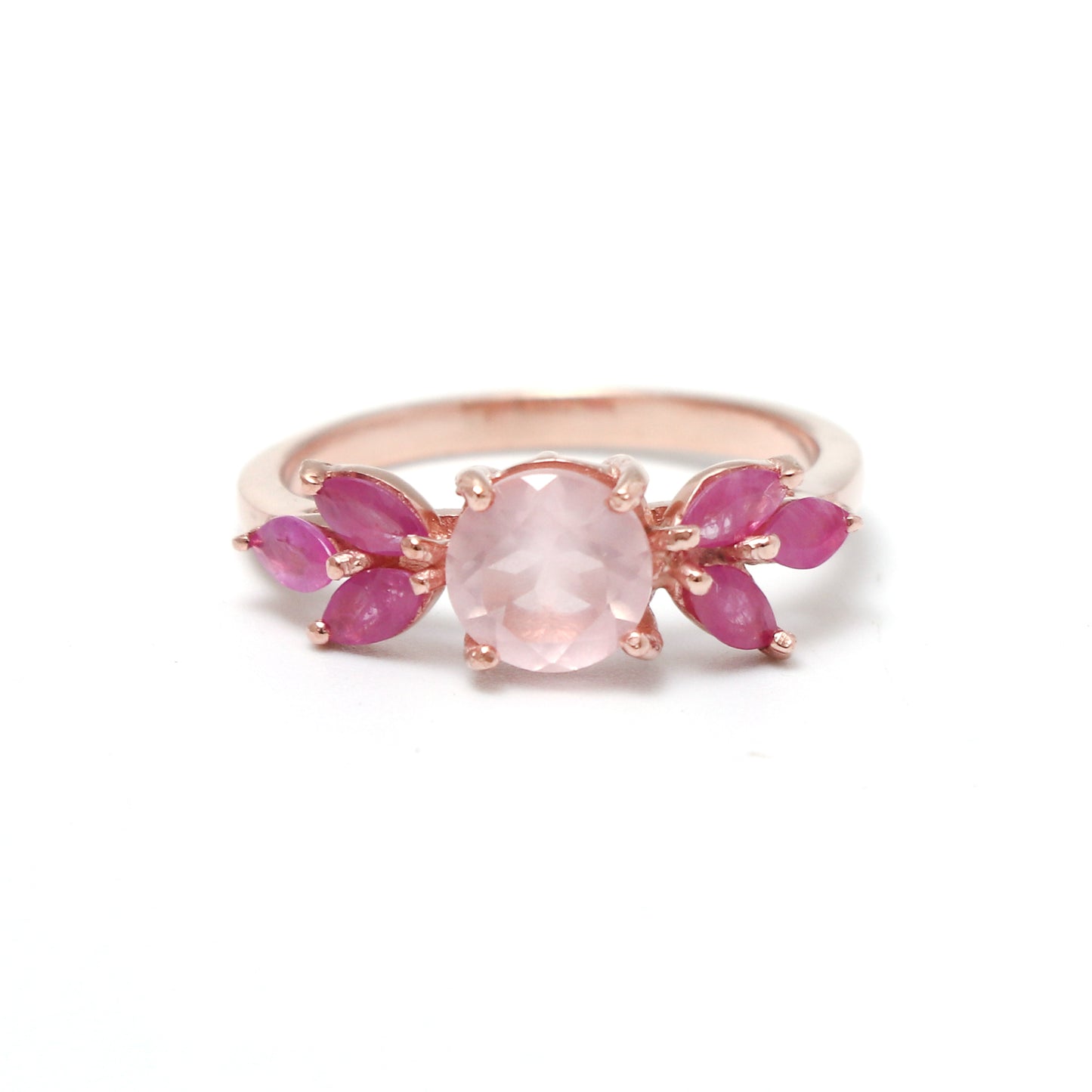 Lovely Rose Quartz Ring, Art Deco Floral Ring-632 PILWALS