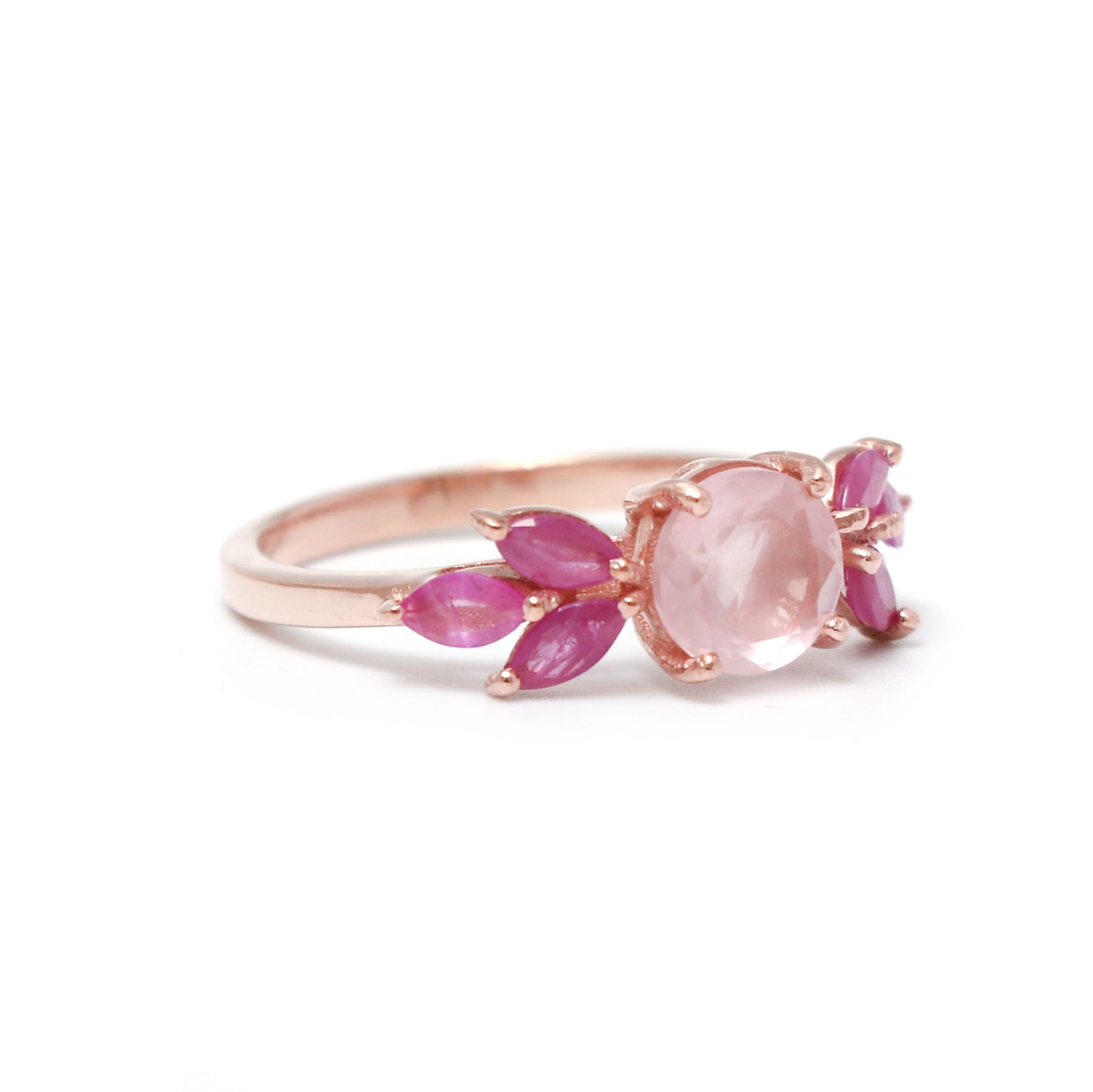 Lovely Rose Quartz Ring, Art Deco Floral Ring-632 PILWALS