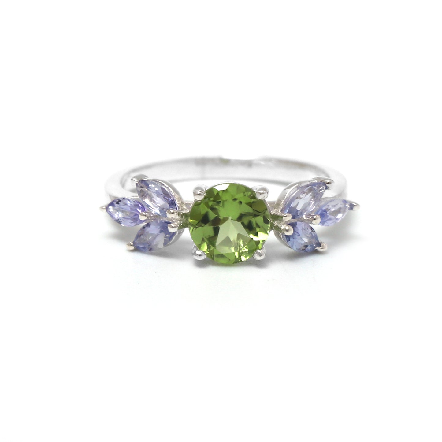 Natural Green Peridot Ring-Unique Floral Green Ring-632 PILWALS