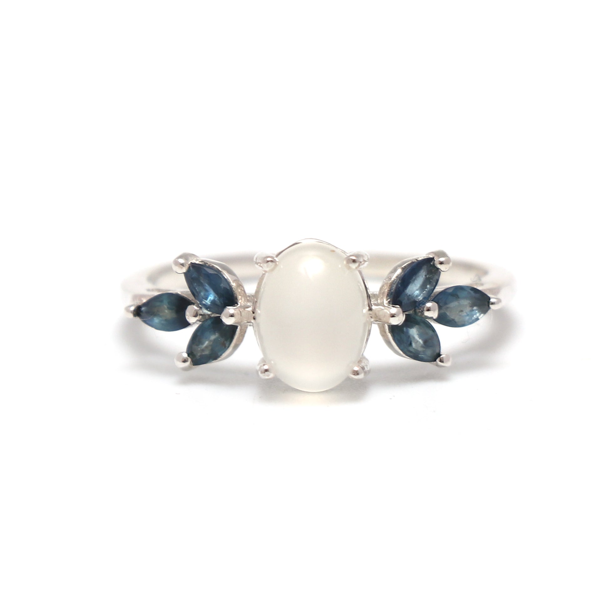 Natural Moonstone Ring, Oval Moonstone Birthstone Ring-664 PILWALS