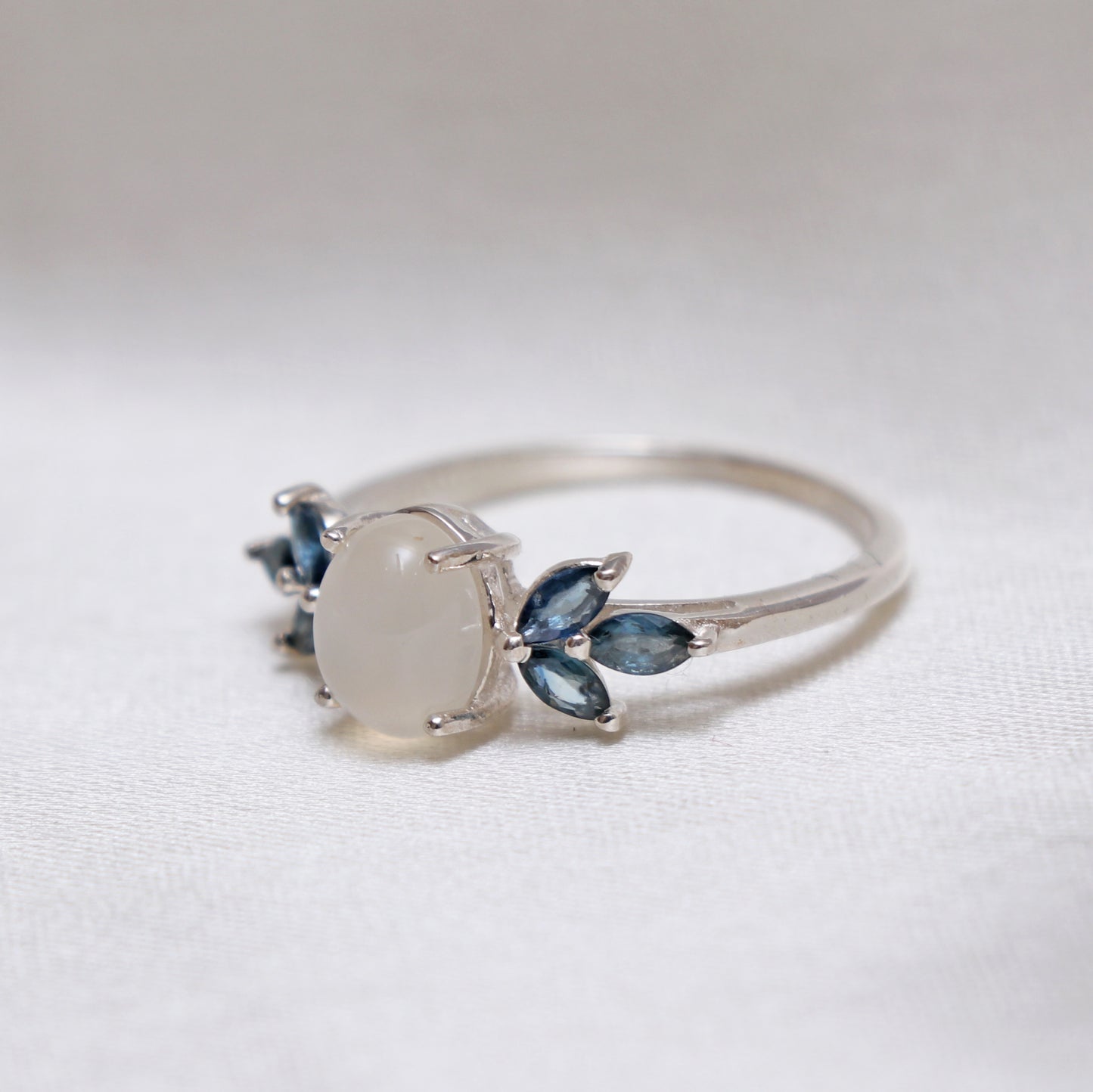 Natural Moonstone Ring, Oval Moonstone Birthstone Ring-664 PILWALS