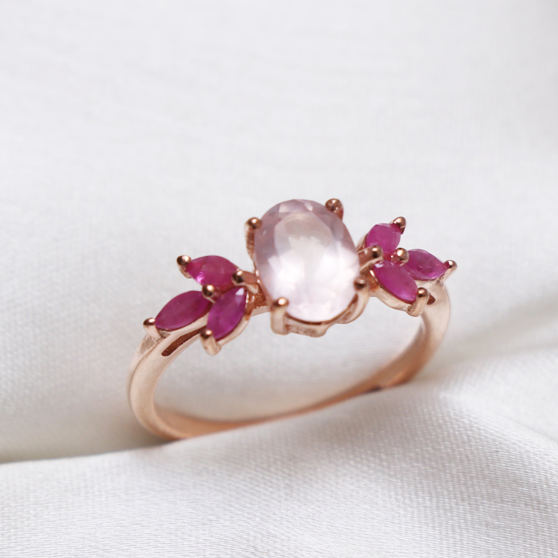 Gorgeous Rose Quartz Wedding Ring, Birthstone Ring-664 PILWALS