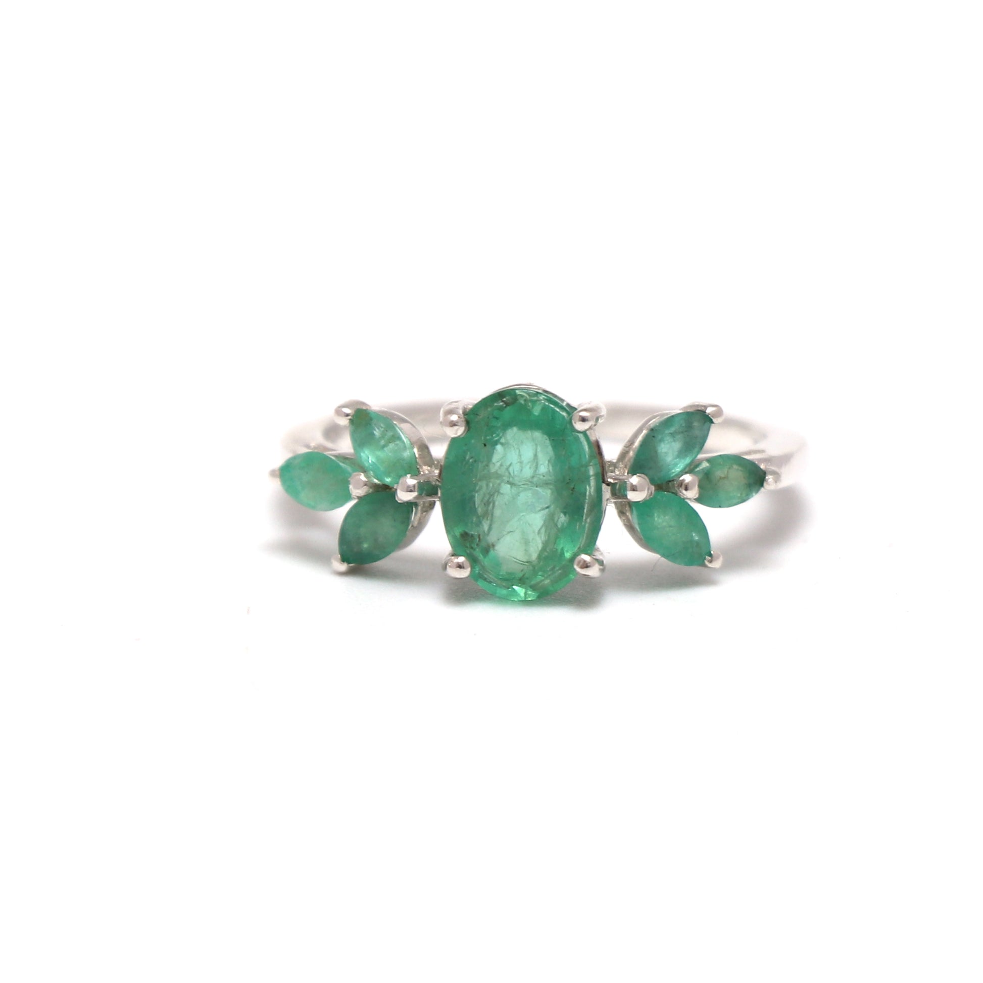 AAA Quality Emerald Ring, Natural Green Emerald Engagement Ring-664 PILWALS