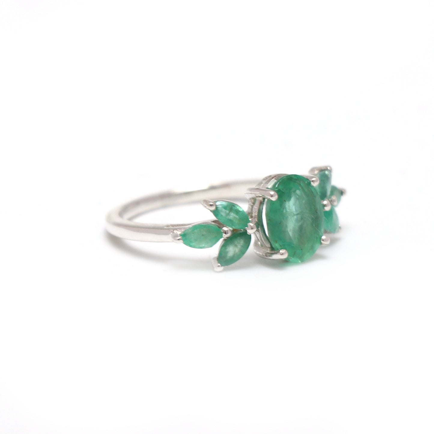 AAA Quality Emerald Ring, Natural Green Emerald Engagement Ring-664 PILWALS