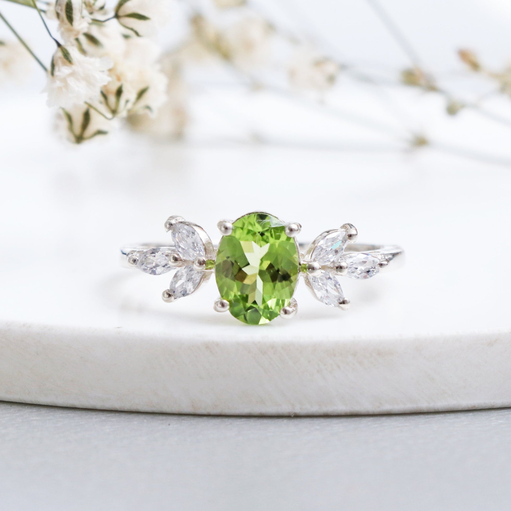 Beautiful Peridot Ring, August Birthstone Ring jewelry-664 PILWALS