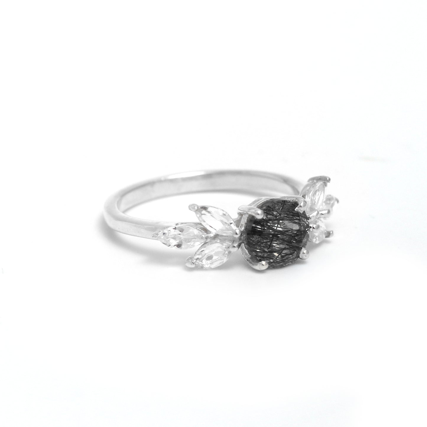 Beautiful Natural Black Rutile Engagement Ring-632 PILWALS