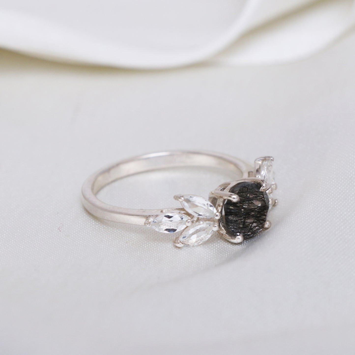 Beautiful Natural Black Rutile Engagement Ring-632 PILWALS