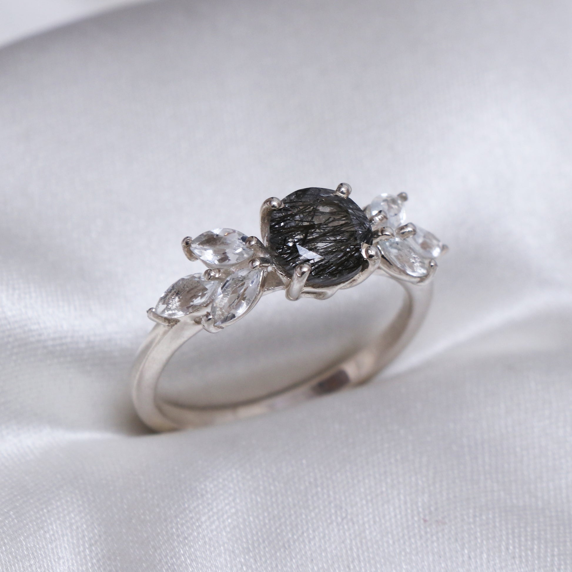 Beautiful Natural Black Rutile Engagement Ring-632 PILWALS