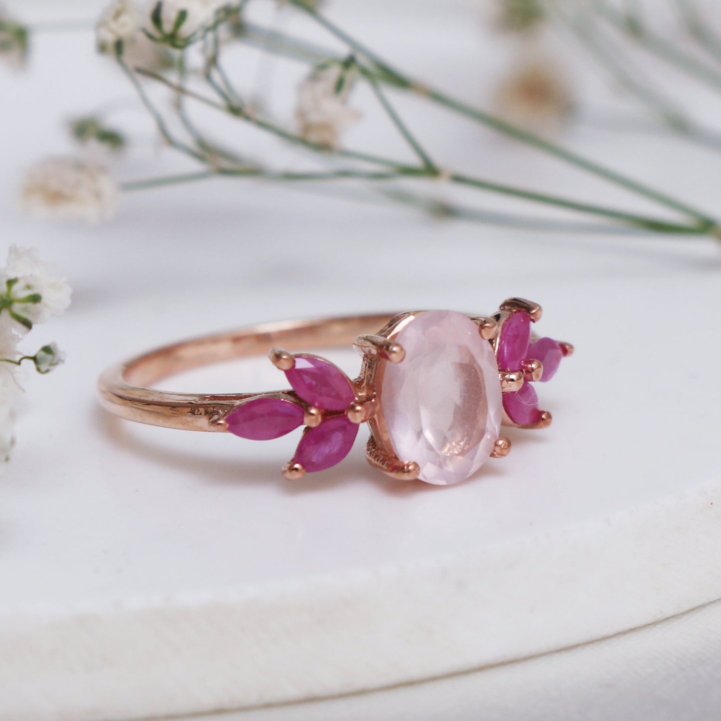 Gorgeous Rose Quartz Wedding Ring, Birthstone Ring-664 PILWALS