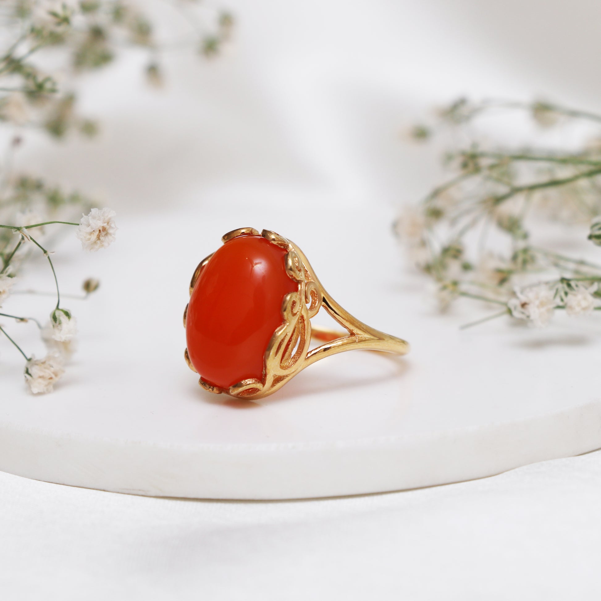 Natural Carnelian Ring, Carnelian Gemstone Ring  For Women-736 PILWALS