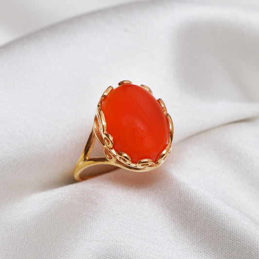 Natural Carnelian Ring, Carnelian Gemstone Ring  For Women-736 PILWALS