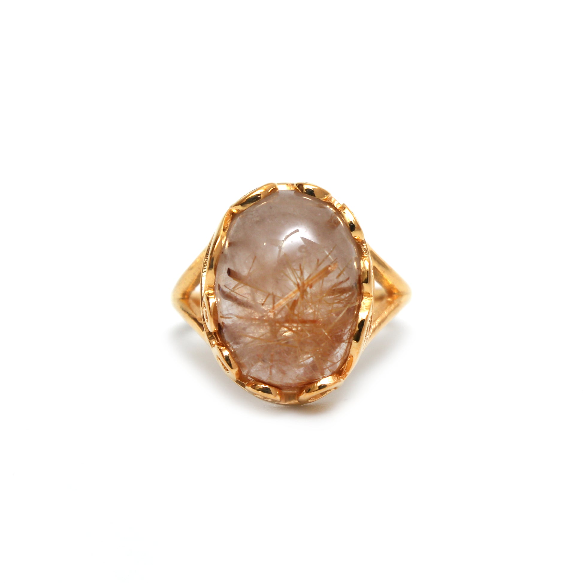 Golden Rutile Engagement Ring, Sterling Silver Rutile Quartz Ring-736 PILWALS