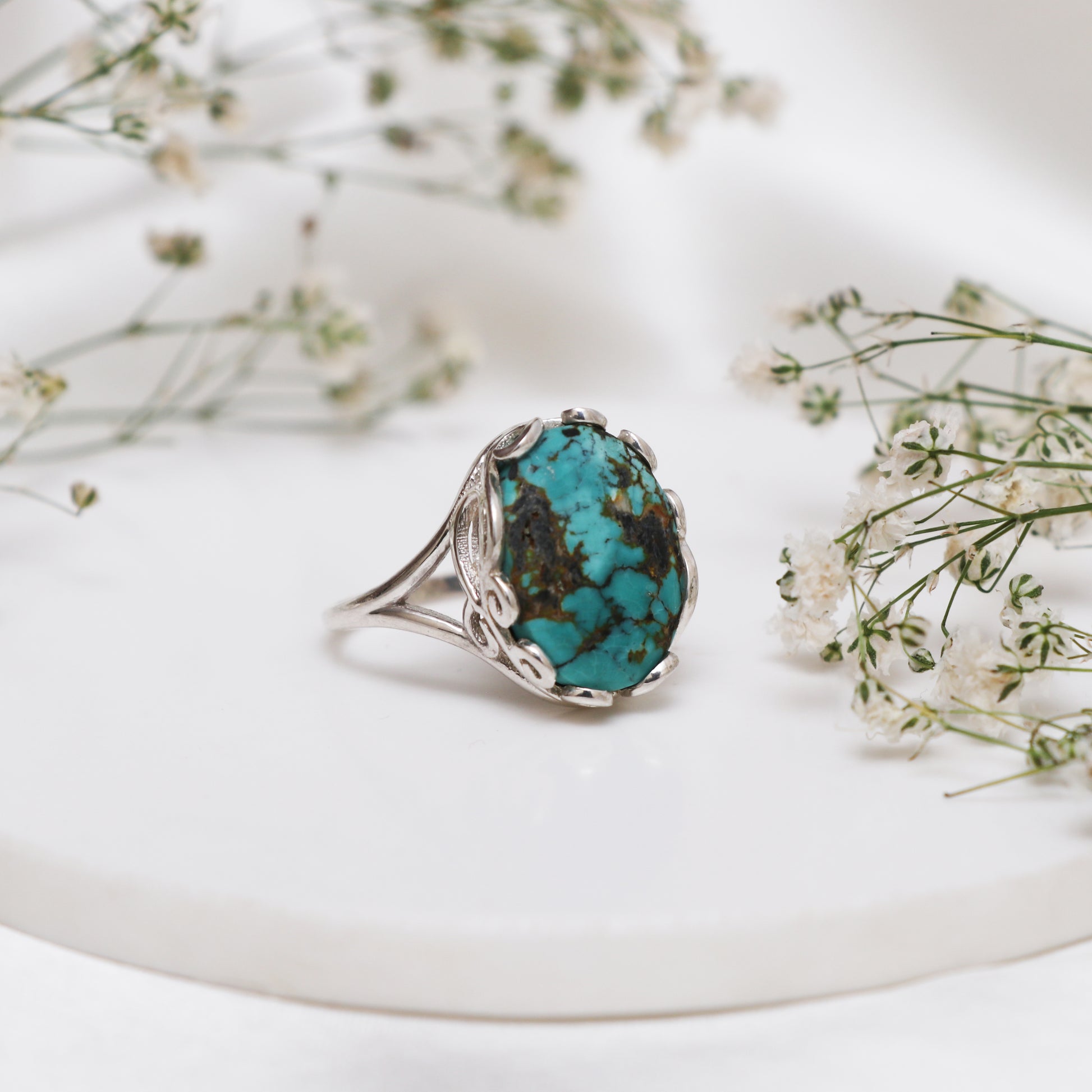 Natural Blue Copper Turquoises Ring-Boho Style Vintage Ring-736 PILWALS